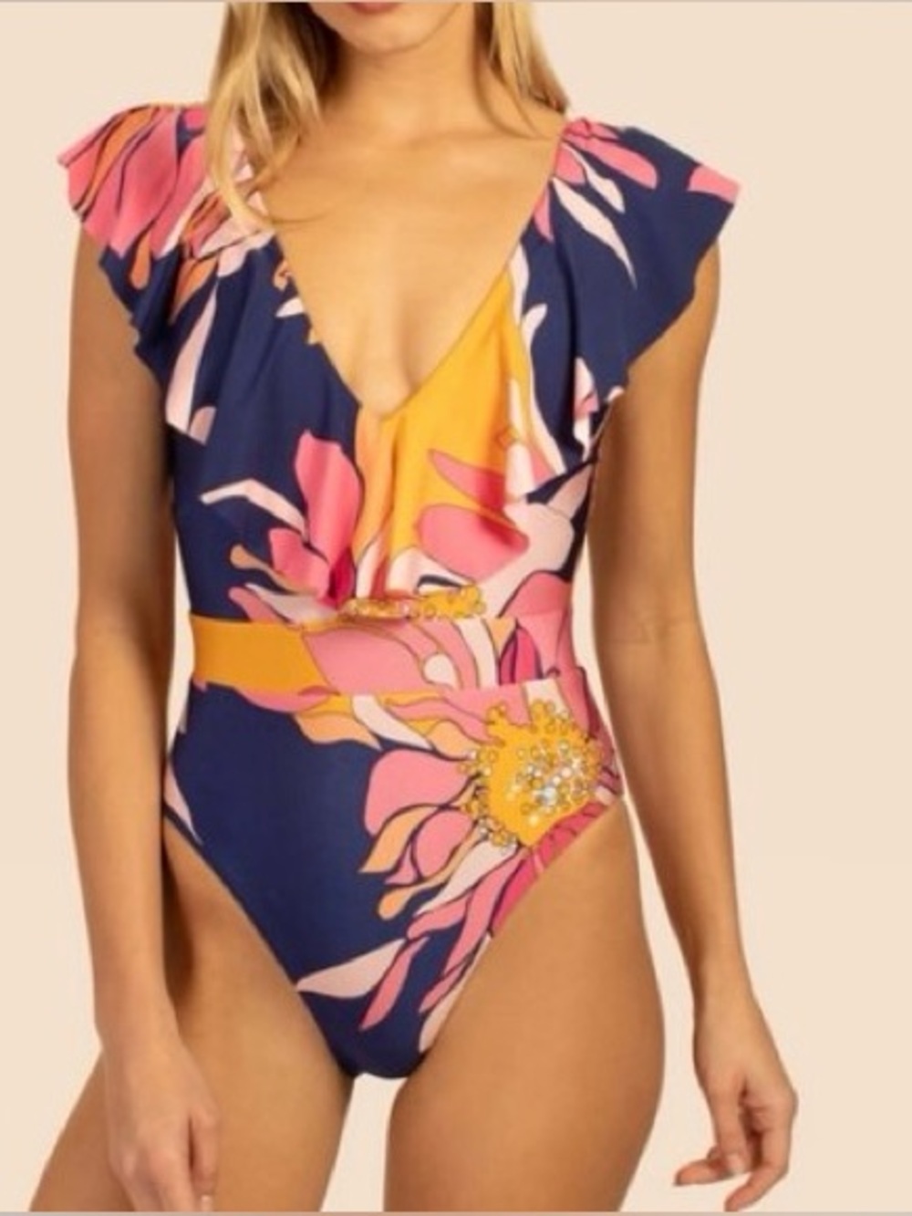 NWT’s Trina Turk Floral Ruffle One-Piece Swimsuit